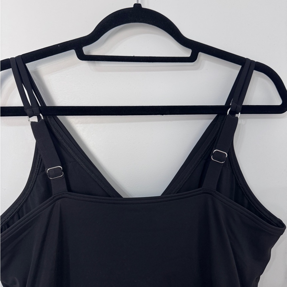 Lands' End Black V-Neck Tulip Wrap Swimdress Adjustable Straps L 14/16 Swimsuit - Picture 6 of 9